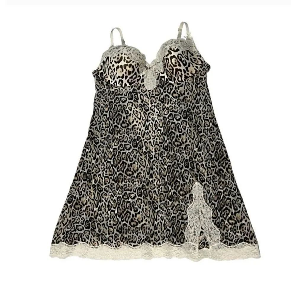 VICTORIA'S SECRET NIGHTIE PUSH UP BABYDOLL CHEMISE LEOPARD PRINT Boudoir 36B